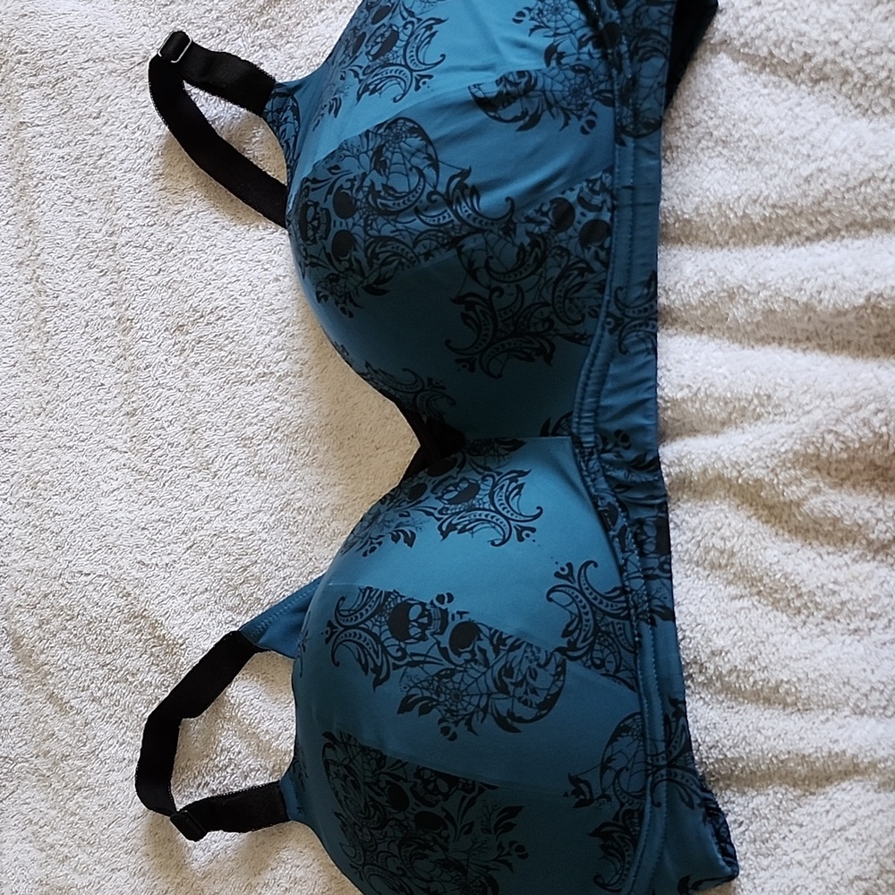 Torrid Skull Teal Floral-Print Bra.
